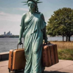 Statue of liberty packs her bags