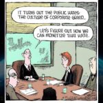 corporate Greed cartoon. It turns out the public hates the culture of corporate greed - lets figure out how we can monetise that hate.